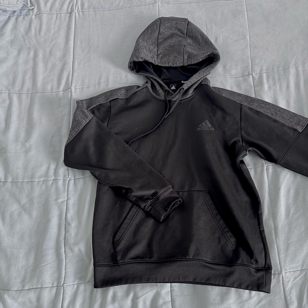 Adidas Men's Black and Gray Hoodie